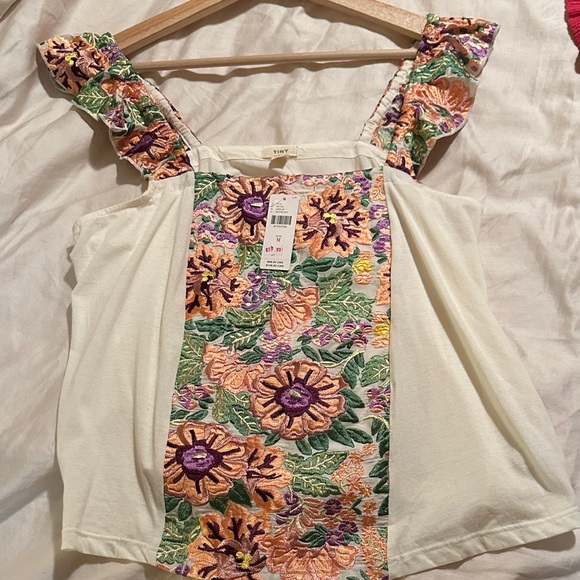 Anthropologie Tiny Marin Floral Ruffle Strap Blouse - Cream and Multicolor - Picture 5 of 11